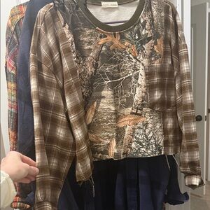 Brown Plaid and Camouflage gilded intent shirt